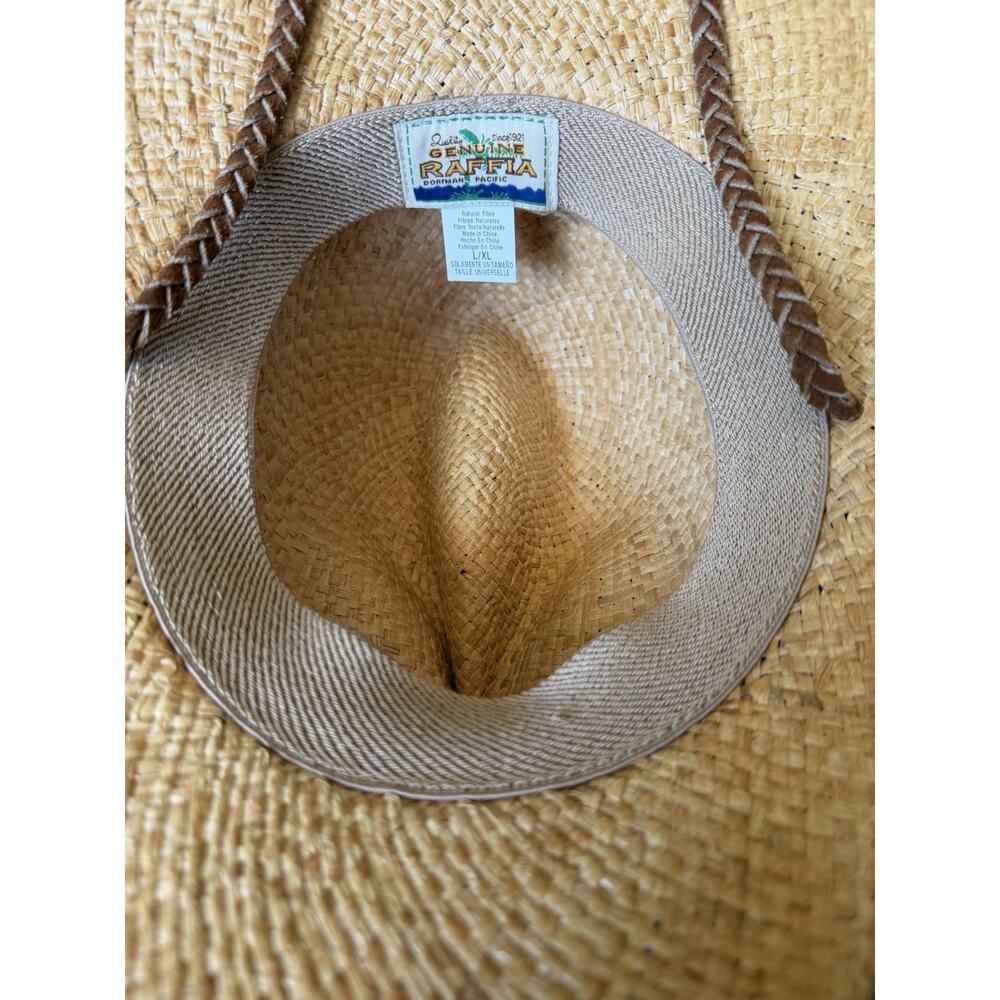 Dorfman Pacific Raffia Cowboy Hat Natural Straw Western Wide Brim L XL - Picture 11 of 16